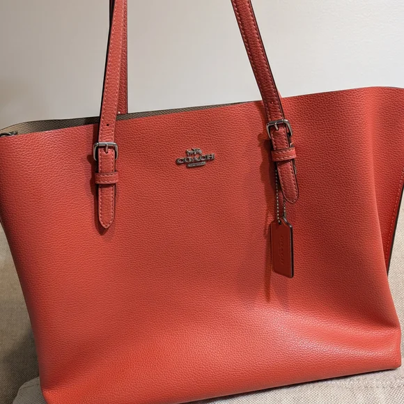 Coach Coral Pebble Leather Tote - Picture 4 of 8